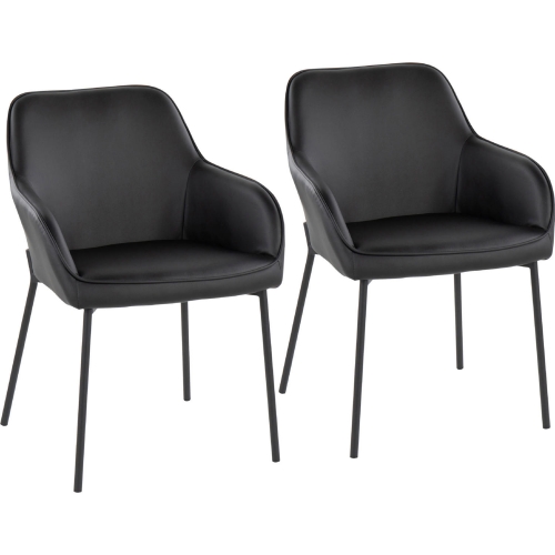 Daniella Dining Chair in Black Leatherette & Black Steel (Set of 2)